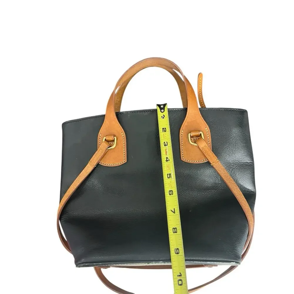 Dooney & Bourke Florentino Black Medium Tote Purse Bag Tassels Brown Leather